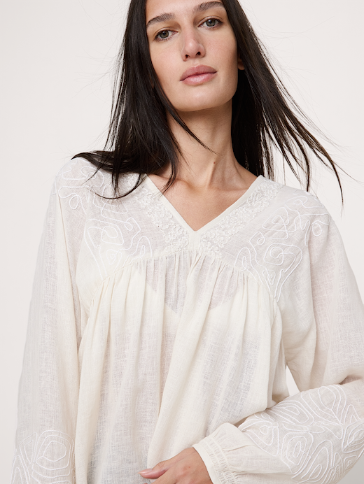 Banana Republic Embroidered Linen-Cotton Top — photo 4