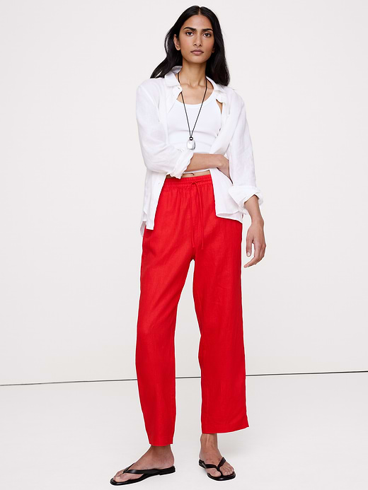 Banana Republic The Getaway Straight-Leg Pull-On Pant in Linen — photo 1