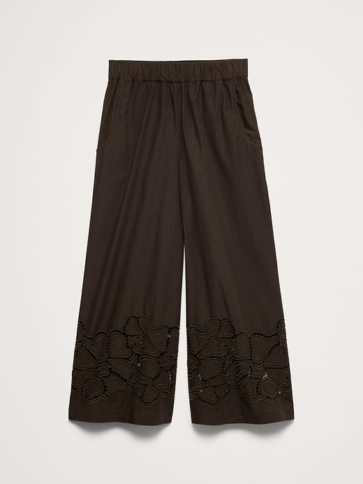 Banana Republic The Pull-On Wide-Leg Ankle Pant in Embroidered Poplin — photo 5