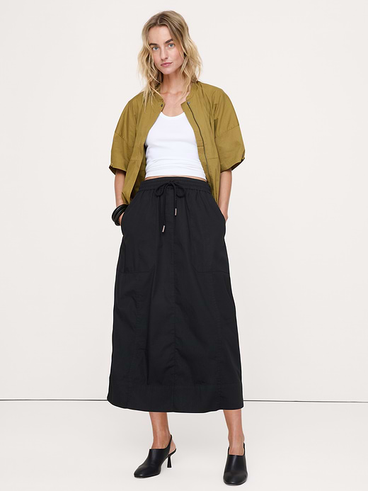 Banana Republic Stretch-Cotton Barrel Midi Skirt — photo 1