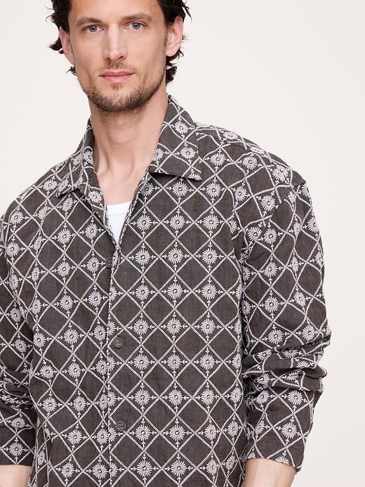 Banana Republic Relaxed-Fit Embroidered Linen Long-Sleeve Resort Shirt — photo 4