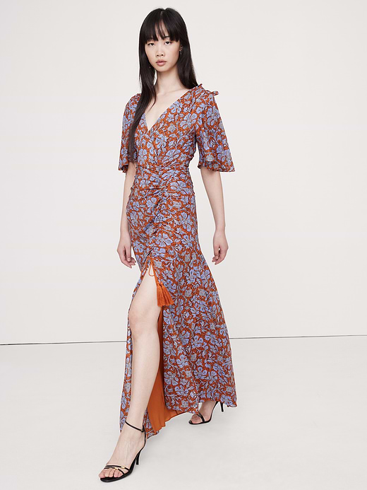Banana Republic Stretch-Crepe Flutter-Sleeve Maxi Dress — photo 1