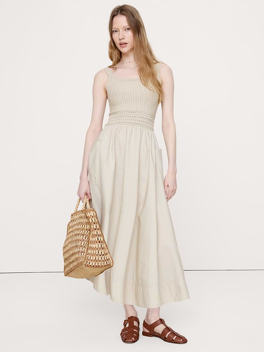 Banana Republic Crochet & Cotton Poplin Mixed-Media Midi Dress — photo 1