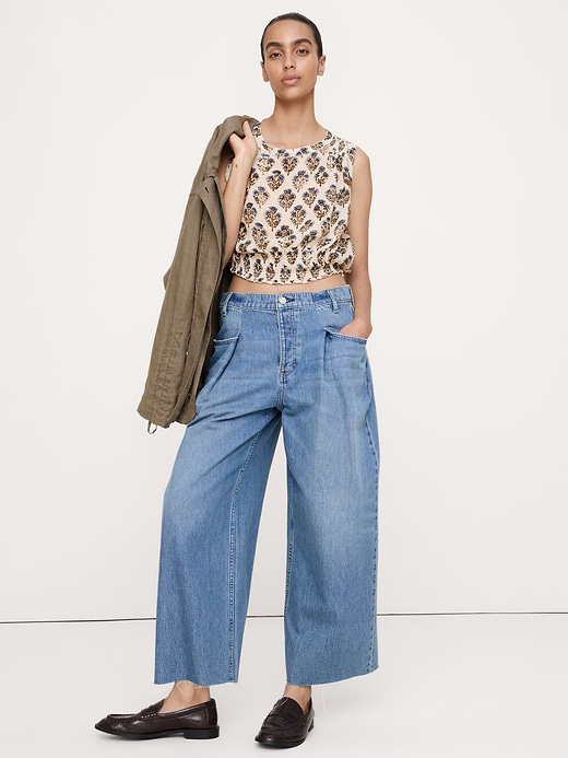 Banana Republic Smocked Georgette Cropped Tank — photo 6