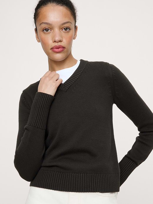 Banana Republic Larkspur Cotton-Silk V-Neck Sweater — photo 1