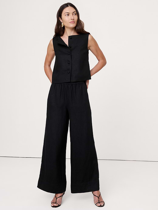 Banana Republic High-Rise Wide-Leg Linen Pull-On Ankle Pant — photo 1