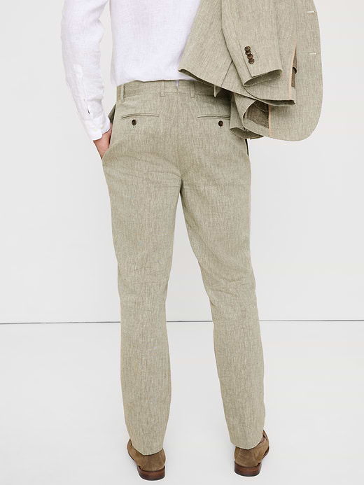 Banana Republic Tailored Slim-Fit Green Linen-Cotton Suit Pant — photo 3