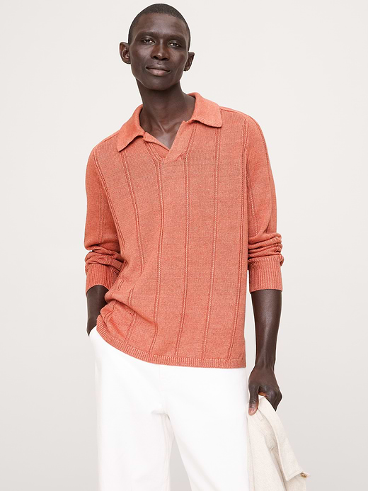 Banana Republic Linen Ribbed Sweater Polo — photo 1