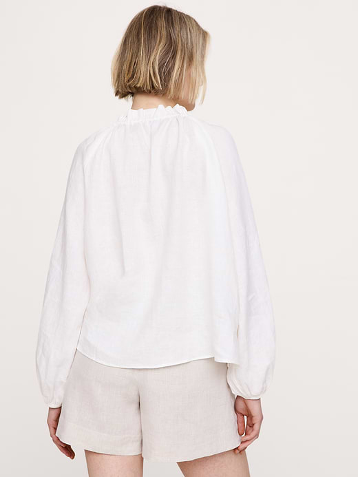 Banana Republic Linen Ruffle-Neck Top — photo 3