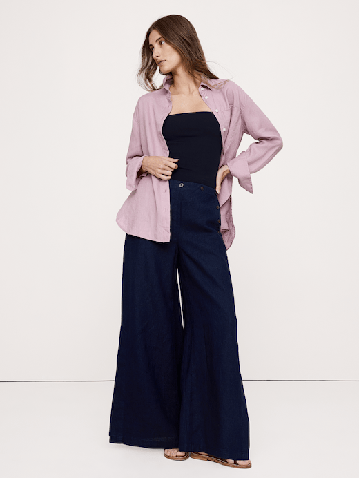 Banana Republic High-Rise Wide-Leg Linen Pull-On Sailor Pant — photo 1