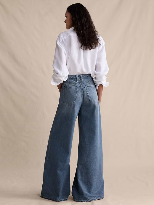 Banana Republic High-Rise Wide-Leg Lightweight Palazzo Jean — photo 3