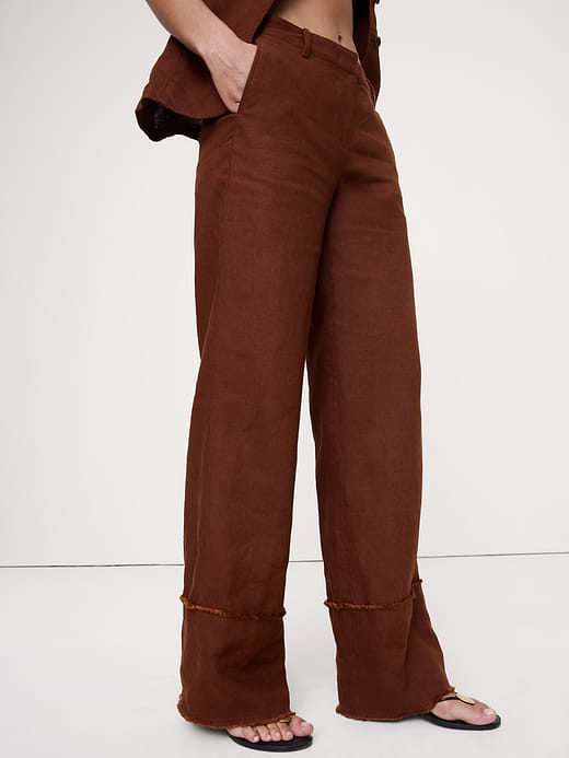 Banana Republic The Everyday Wide-Leg Pant in Fringe-Hem Linen — photo 4