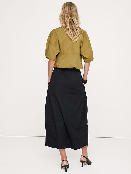 Banana Republic Stretch-Cotton Barrel Midi Skirt — photo 3