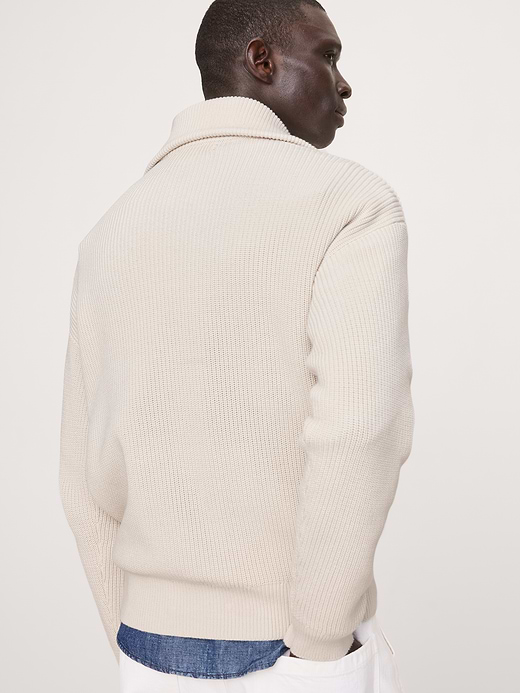 Banana Republic Cotton Ribbed Zip Sweater Polo — photo 3