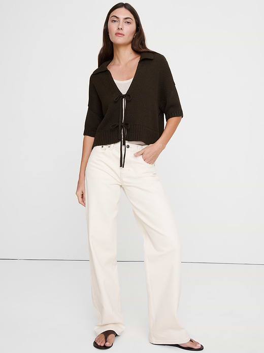 Banana Republic Cotton Tie-Front Polo Cardigan — photo 1