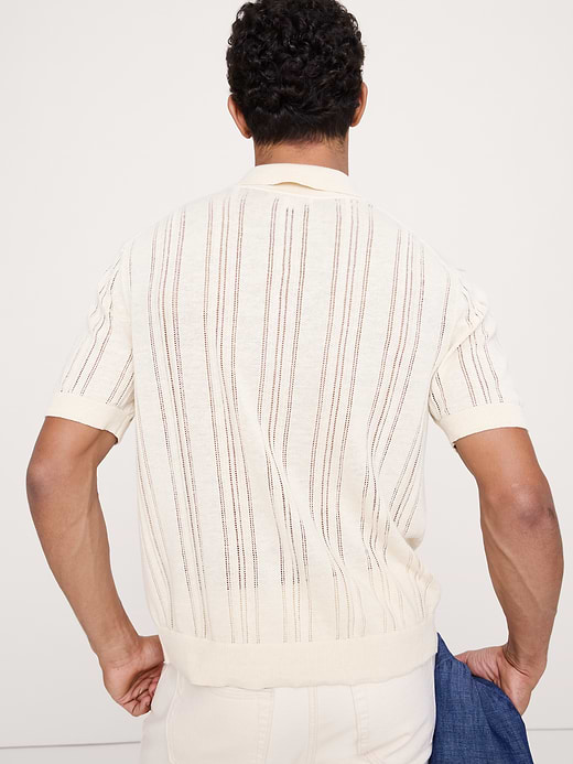 Banana Republic Linen-Cotton Textured Polo Cardigan — photo 3