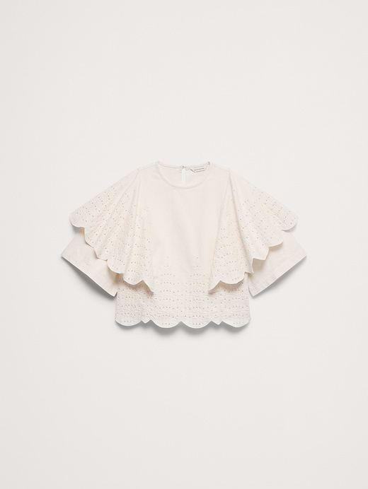 Banana Republic Eyelet Chambray Ruffle-Sleeve Top — photo 5