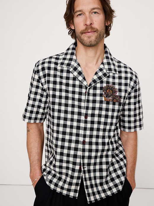 Banana Republic Relaxed-Fit Embroidered Cotton Resort Shirt — photo 1