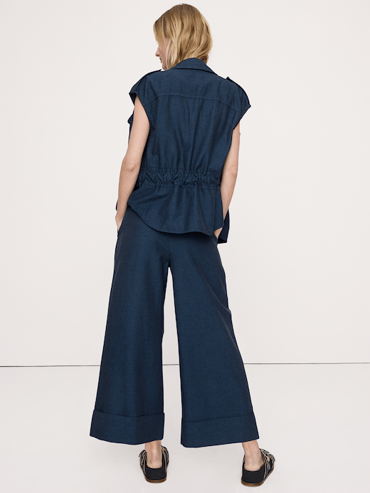 Banana Republic High-Rise Wide-Leg TENCEL™-Cotton-Linen Cropped Pant — photo 3