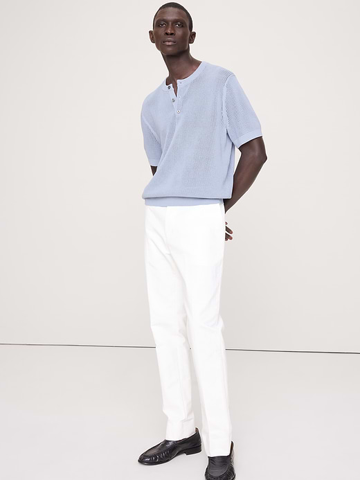 Banana Republic Cotton-Silk Short-Sleeve Henley Sweater — photo 1