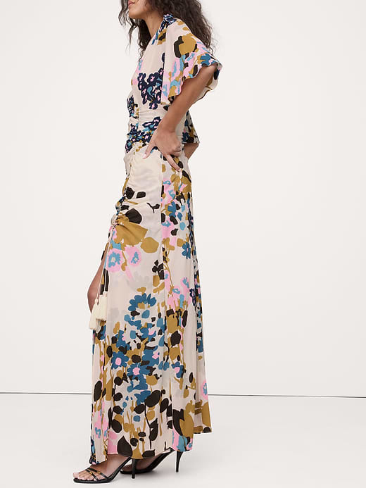 Banana Republic Stretch-Crepe Flutter-Sleeve Maxi Dress — photo 4