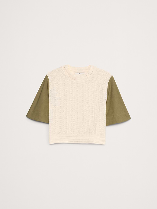 Banana Republic Cotton Mixed-Media Crop Top — photo 5