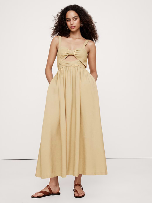 Banana Republic Viscose-Linen Dupioni Bow-Front Maxi Dress — photo 4