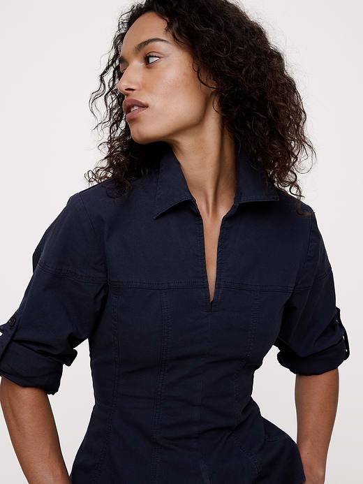 Banana Republic Stretch-Cotton Pleated-Waist Top — photo 4