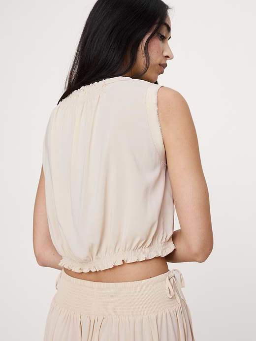 Banana Republic Smocked Georgette Cropped Tank — photo 3