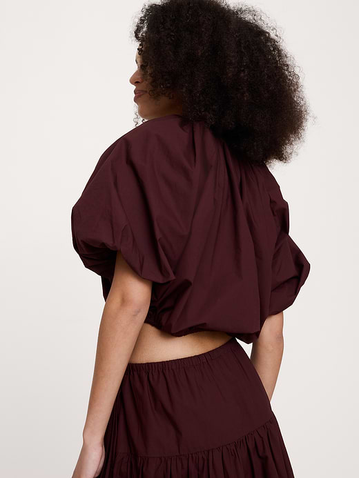 Banana Republic Cotton Poplin Bubble-Hem Cropped Top — photo 3