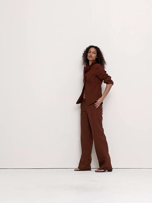 Banana Republic The Everyday Wide-Leg Pant in Fringe-Hem Linen — photo 7