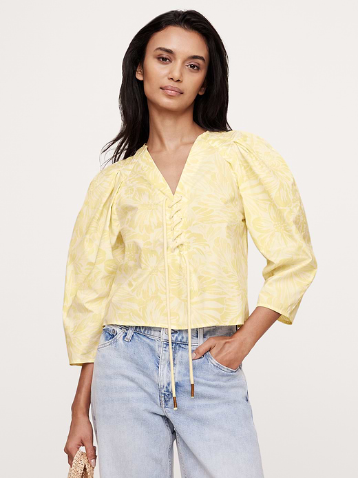Banana Republic Cotton Poplin Lace-Up Cropped Shirt — photo 4