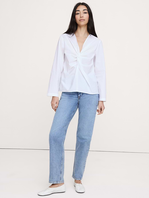 Banana Republic Cotton Poplin Twist-Front Top — photo 1