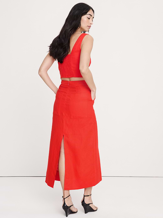 Banana Republic Linen Front-Slit Midi Skirt — photo 3