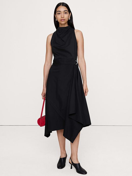 Banana Republic Stretch-Cotton Cowl-Neck Midi Dress — photo 1
