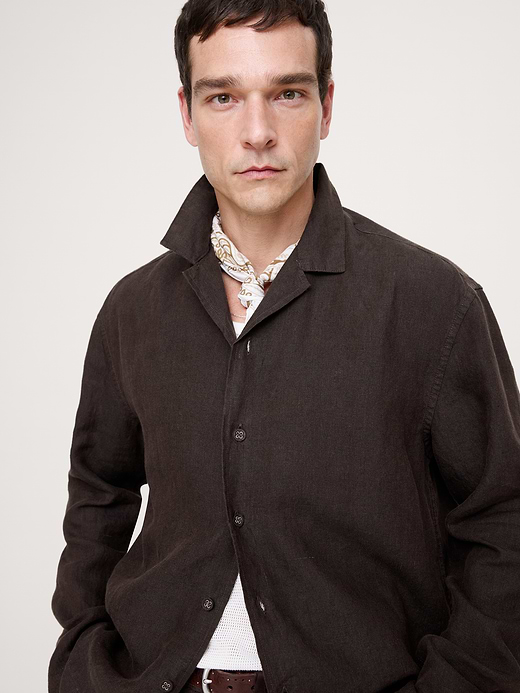 Banana Republic Relaxed-Fit Linen Long-Sleeve Resort Shirt — photo 1