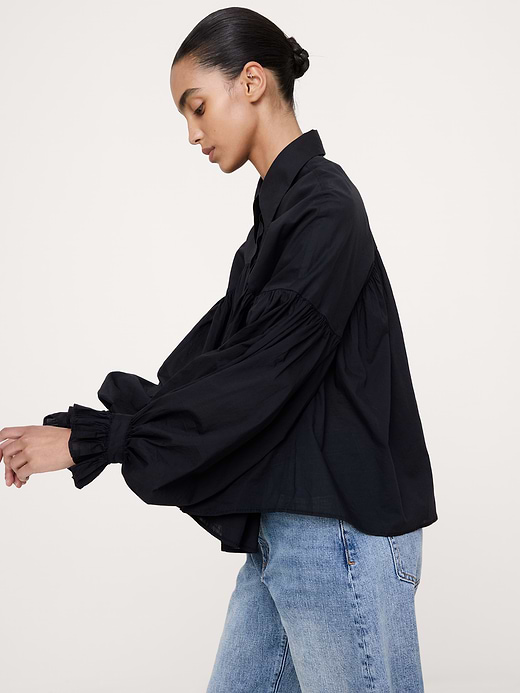 Banana Republic Cotton Balloon-Sleeve Shirt — photo 4