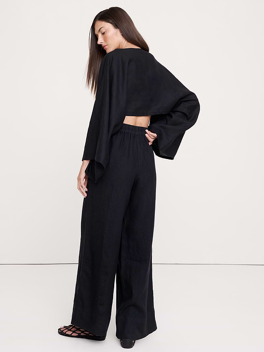 Banana Republic High-Rise Wide-Leg Linen Pull-On Ankle Pant — photo 3