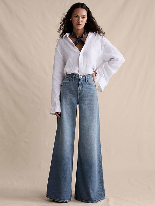 Banana Republic High-Rise Wide-Leg Lightweight Palazzo Jean — photo 1