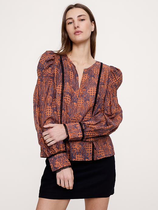 Banana Republic Lightweight Cotton Puff-Sleeve Top — photo 1
