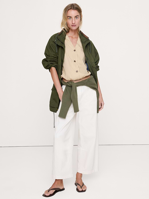 Banana Republic Cotton Poplin Bubble-Hem Shirt — photo 3