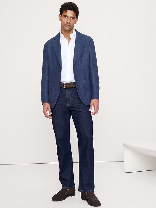 Banana Republic Blue Herringbone Linen Sport Coat — photo 4