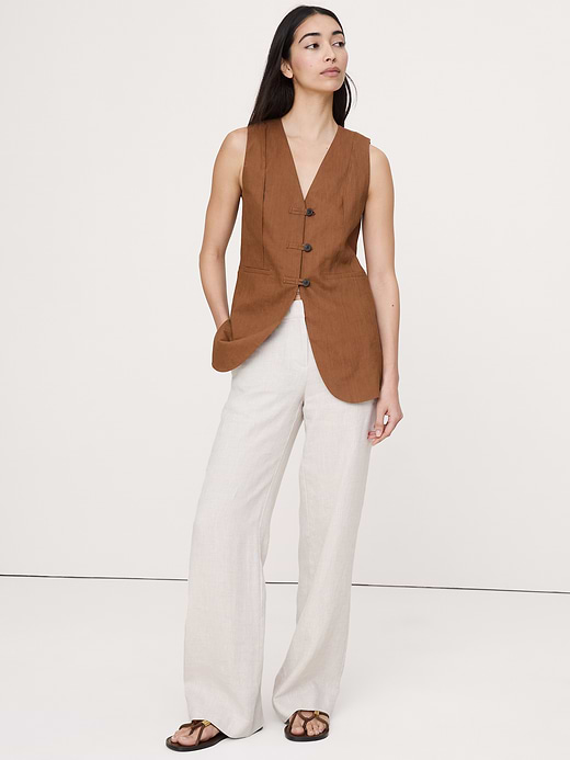 Banana Republic Stretch Linen-Viscose Long Vest — photo 1
