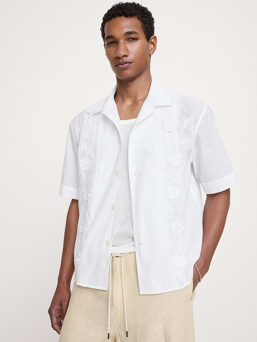 Banana Republic Relaxed-Fit Embroidered Cotton Resort Shirt — photo 1