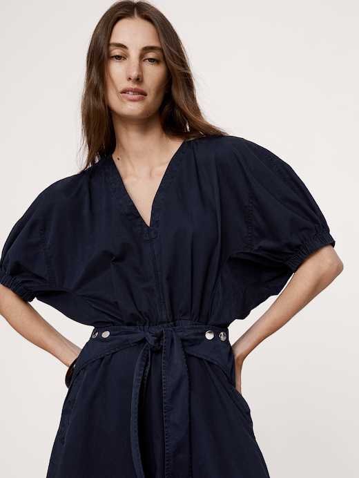 Banana Republic Cotton Twill Puff-Sleeve Midi Dress — photo 4