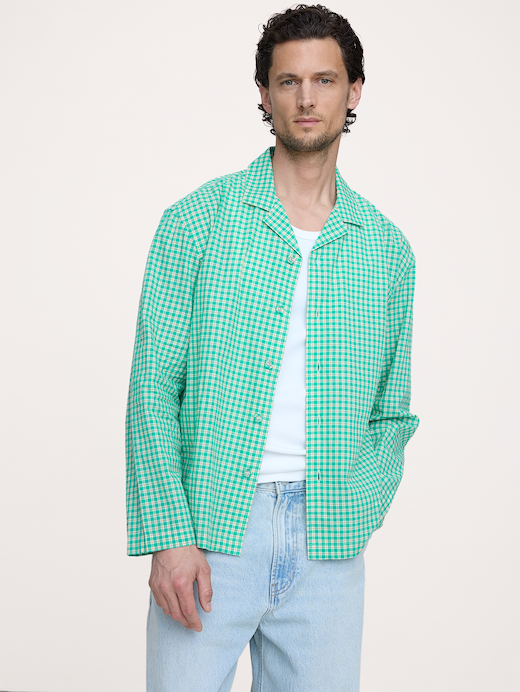 Banana Republic Relaxed-Fit Summerweight Cotton Long-Sleeve Resort Shirt — photo 1