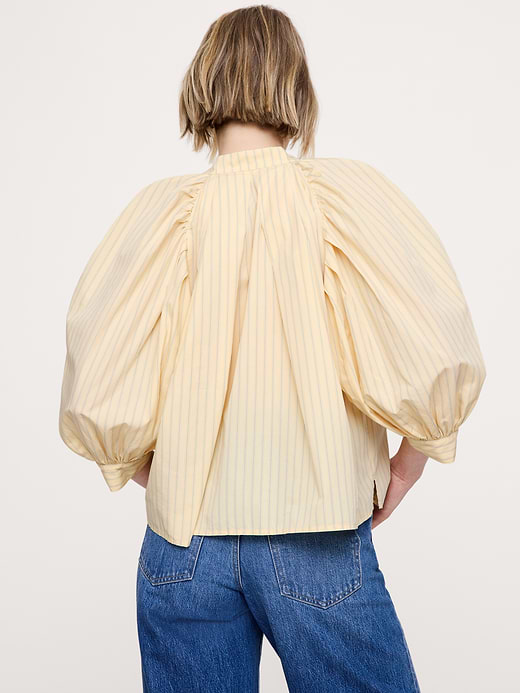 Banana Republic Cotton Poplin Split-Neck Top — photo 3
