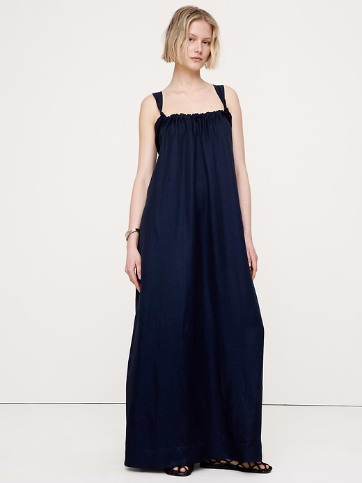 Banana Republic Viscose-Linen Gathered Maxi Dress — photo 1