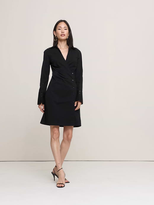 Banana Republic Stretch-Cotton Ruched Mini Shirt Dress — photo 5
