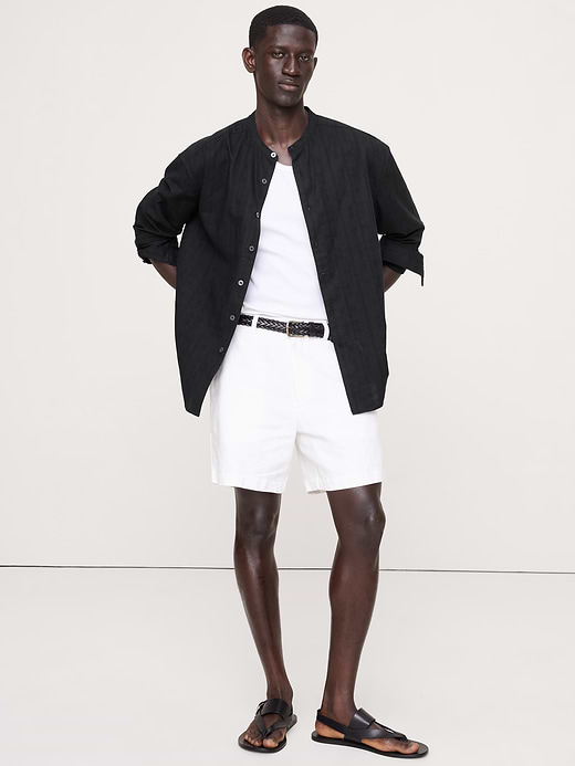 Banana Republic Relaxed-Fit Cotton-Linen Banded-Collar Shirt — photo 1